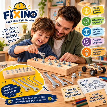 FIXINO™ Çocuk Tamir Seti – Eğlenceli Mini Alet Seti | El Becerisi ve Yaratıcılık Oyuncağı